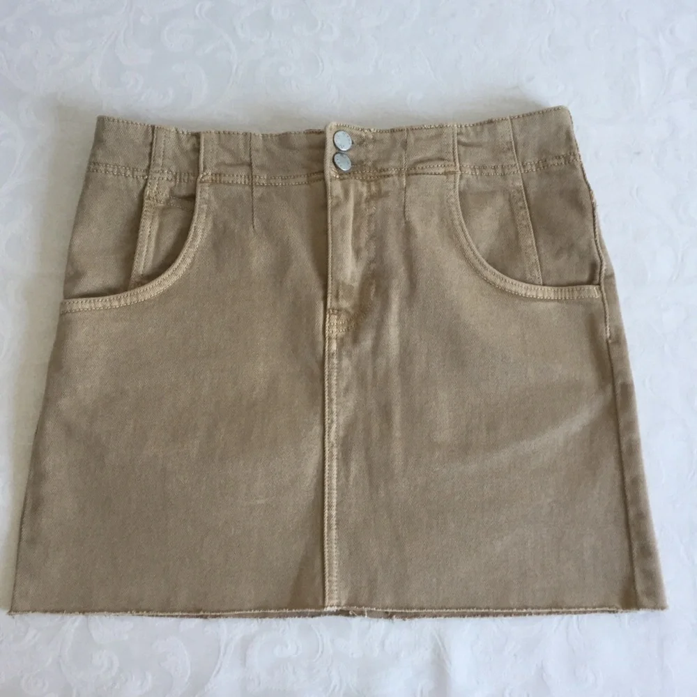 Free people brown denim skirt